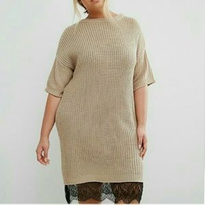 ASOS Curve Jumper Dress with Lace Hem